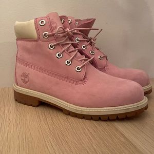 Baby Pink Timberland lace up boots